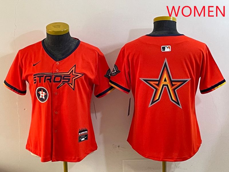 Women Houston Astros Blank Orange Three generations Joint Name 2025 Nike MLB Jersey style 10